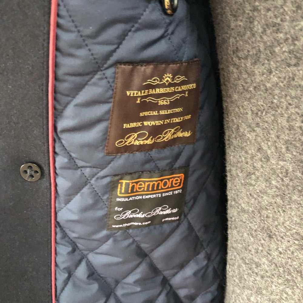 BROOKS BROTHERS NWT Men’s Navy All Wool Iconic Pea Coat - Size LARGE - Picture 12 of 16